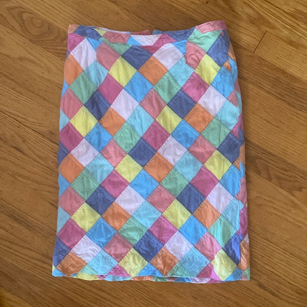 BROOKS BROTHERS Patchwork Skirt Womens Size 4 Multicolored Squares Lined Short